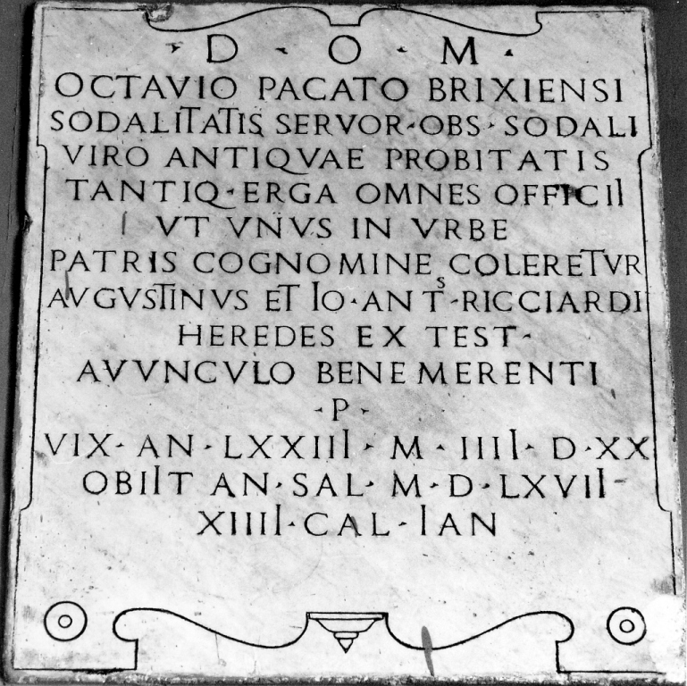 lapide commemorativa - ambito romano (sec. XVI)