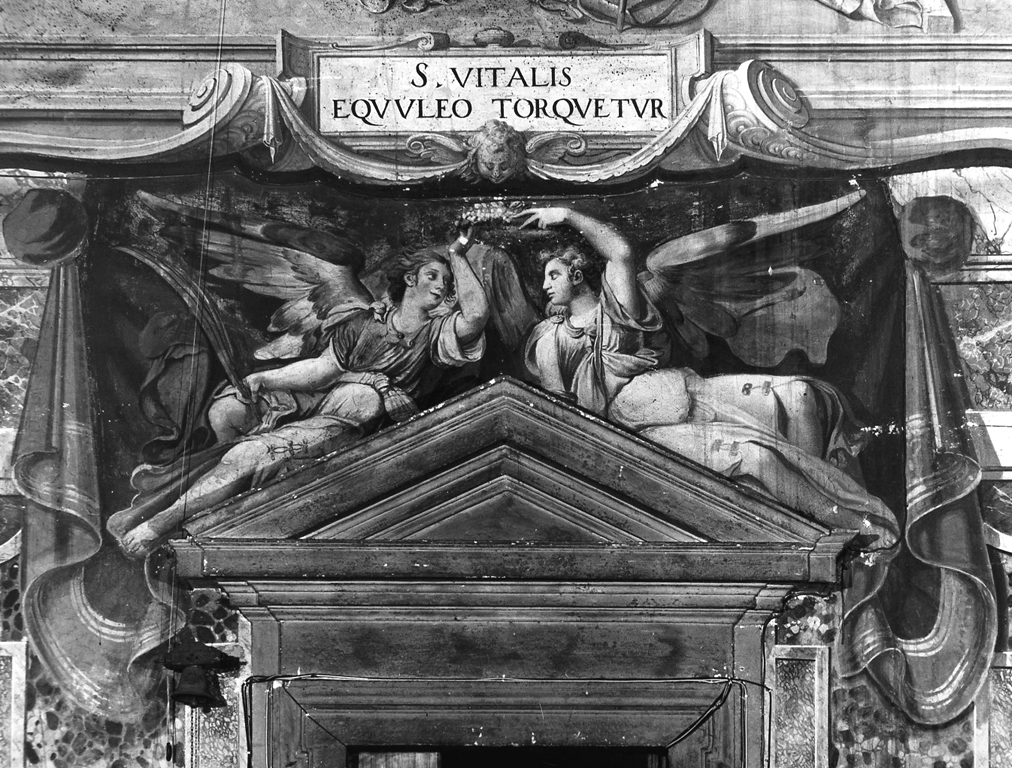 Angeli con i simboli del martirio (dipinto) - ambito romano (fine/inizio secc. XVII/ XVIII)