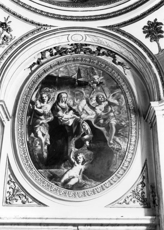 Maria porge il Bambino a Santa Chiara (dipinto) di Puccini Biagio (inizio sec. XVIII)