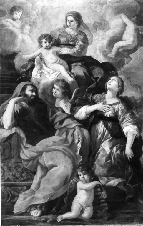 Apparizione della Madonna ai santi Cecilia e Matteo (dipinto) di Ubaldini Pietro Paolo (sec. XVII)
