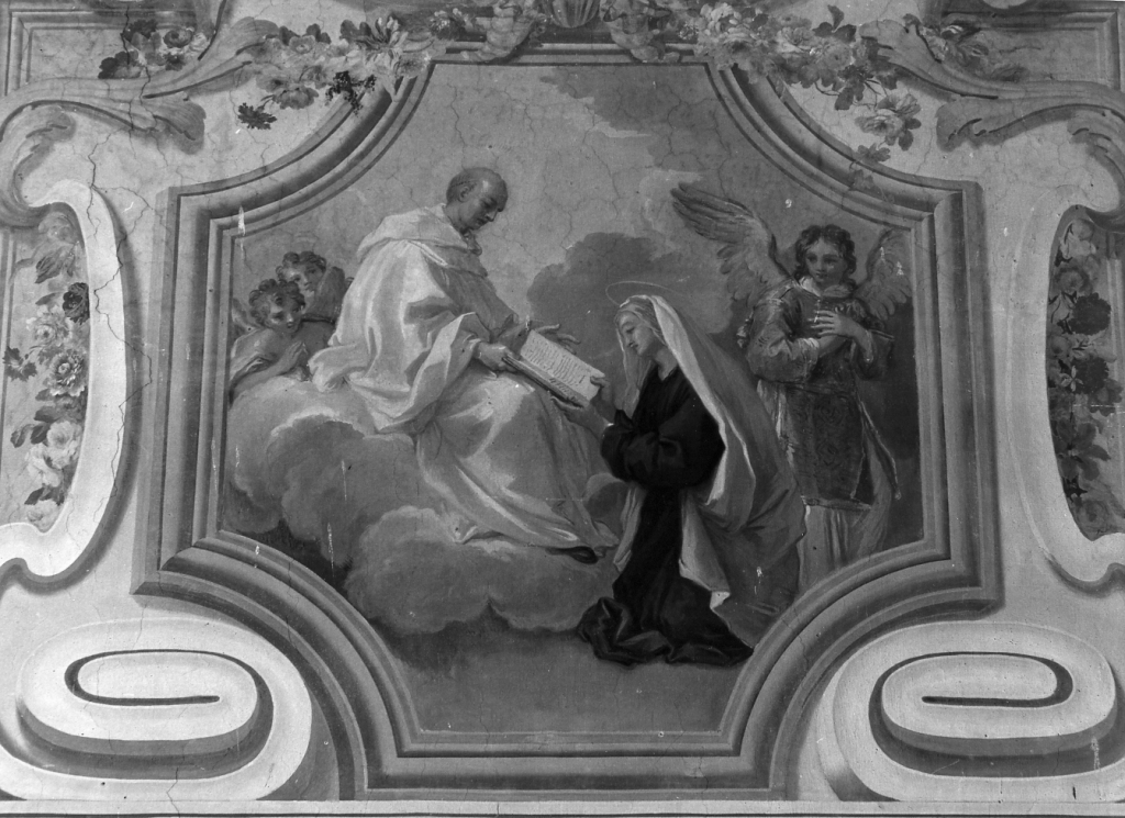 S. Francesca Romana riceve la regola dal beato Bernardo Tolomei (dipinto) - ambito romano (sec. XVII)