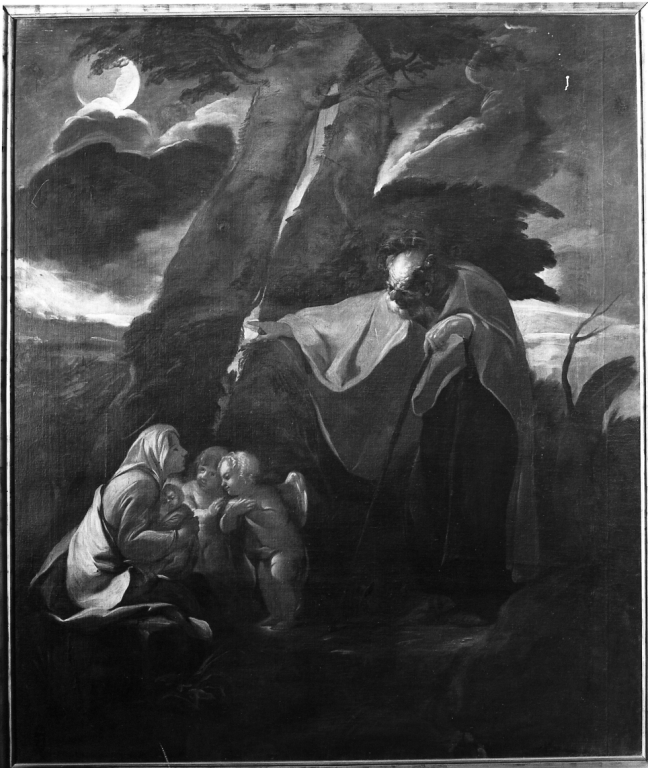 Riposo durante la fuga in Egitto (dipinto) di Mola Pier Francesco (cerchia) (ultimo quarto sec. XVII)