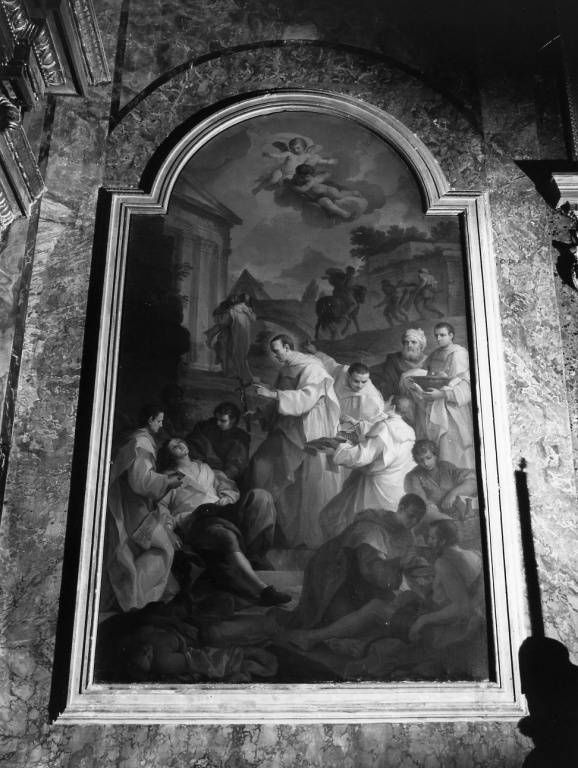 beato Bernardo Tolomei tra gli appestati (dipinto) di Pozzi Stefano (sec. XVIII)