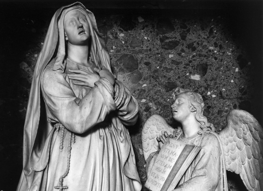 S. Francesca Romana e l' Angelo (gruppo scultoreo) di Meli Giosuè (sec. XIX)