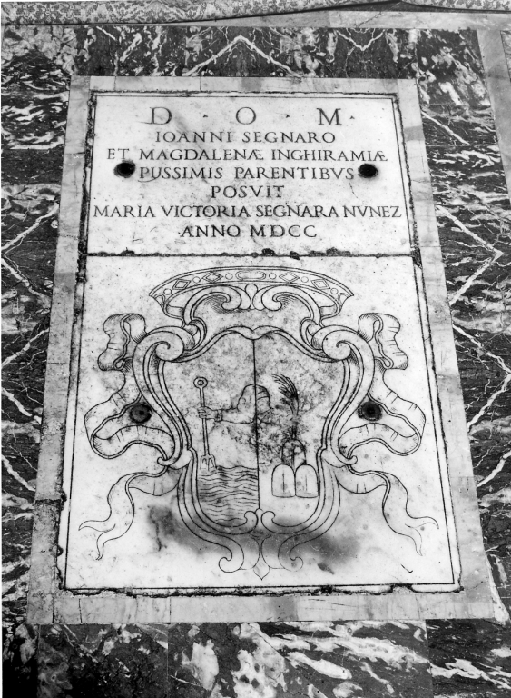 lapide di Giovanni Segnaro e Maddalena Inghirami (lapide) - ambito romano (sec. XVIII)