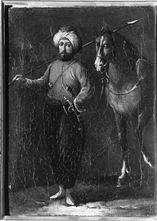 personaggio orientale con cavallo (dipinto) di Barbault Jean (attribuito) (sec. XVIII)