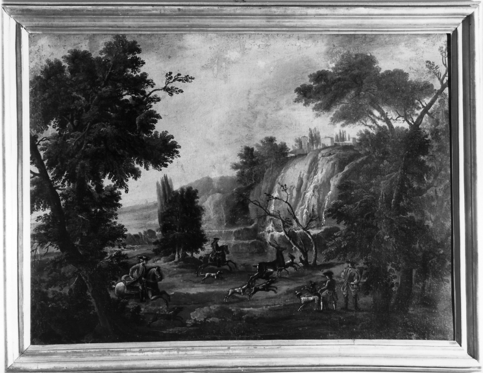 caccia al cervo (dipinto) - ambito romano (inizio sec. XVIII)