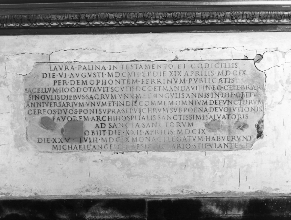 lapide commemorativa di Laura Palina (lapide) - ambito romano (sec. XVII)