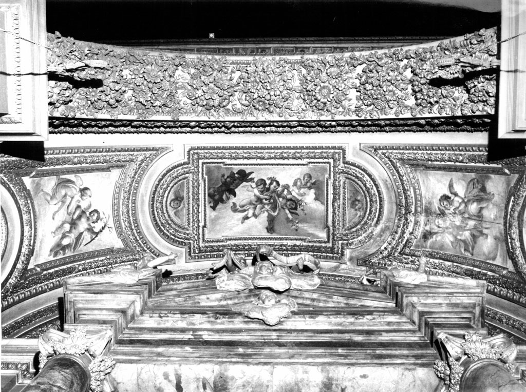 Angeli con fiori ed attributi di San Giuseppe (dipinto) - ambito romano (seconda metà sec. XIX)