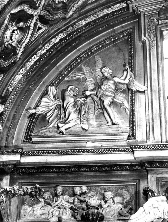Apparizione dell'angelo a San Gioacchino e Sant'Anna (rilievo) di Fontana Luigi (sec. XIX)