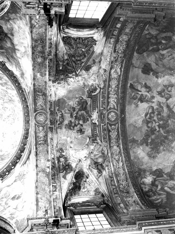 Angeli che sorreggono la croce (dipinto) di Marini Pasquale Andrea (inizio sec. XVIII)