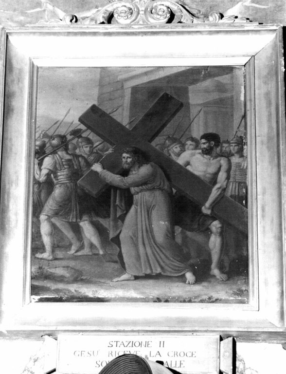 II stazione: Gesù caricato della croce (dipinto) di Della Valle Giuseppe (sec. XIX)