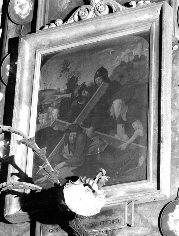 V stazione: Gesù aiutato dal Cireneo a portare la croce (dipinto) di Veit Philipp (sec. XIX)