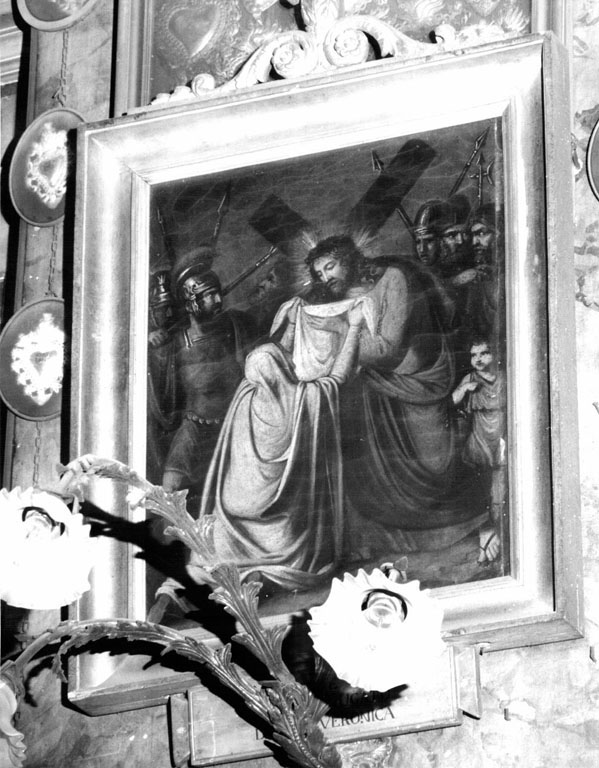 VI stazione: Gesù incontra la Veronica (dipinto) di Boschi Luigi Giuseppe (sec. XIX)