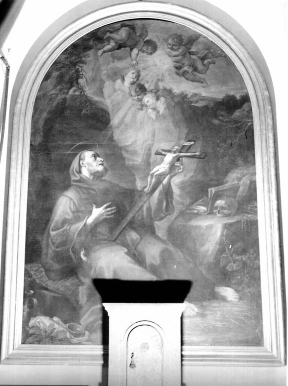 San Francesco di Paola adora il crocifisso (dipinto) di Odazzi Giovanni (sec. XVIII)