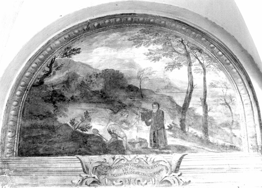San Francesco di Paola fa scaturire l'acqua da una pietra (dipinto) di Rosa Augusto (sec. XVII)