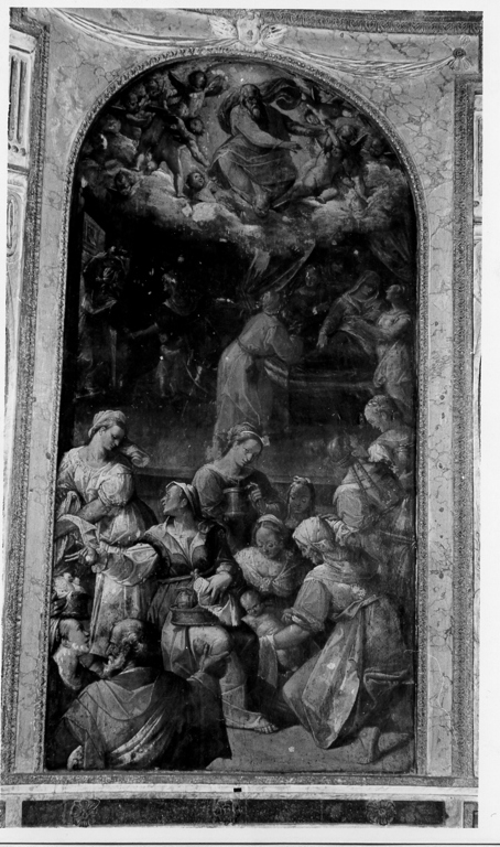 La natività della Vergine (dipinto, opera isolata) di Lombardelli Giovanni Battista detto Montano (attribuito) (sec. XVI)