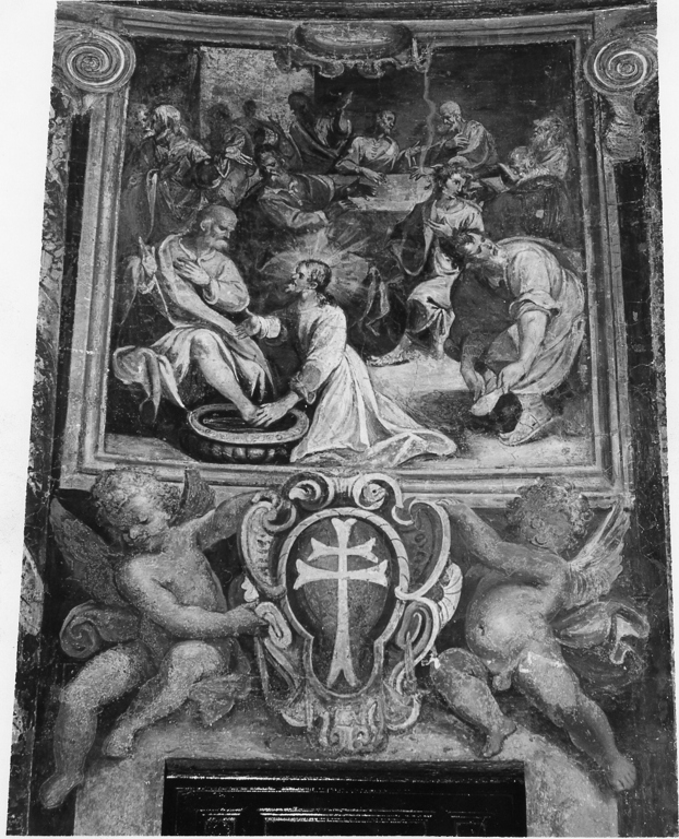 Cristo lava i piedi degli apostoli (dipinto, opera isolata) di Agresti Livio detto Ricciutino (attribuito) (seconda metà sec. XVI)
