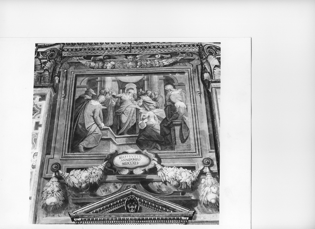 due Santi benedicono i fedeli (dipinto, pendant) di Zucchi Jacopo (attribuito) (sec. XVI)