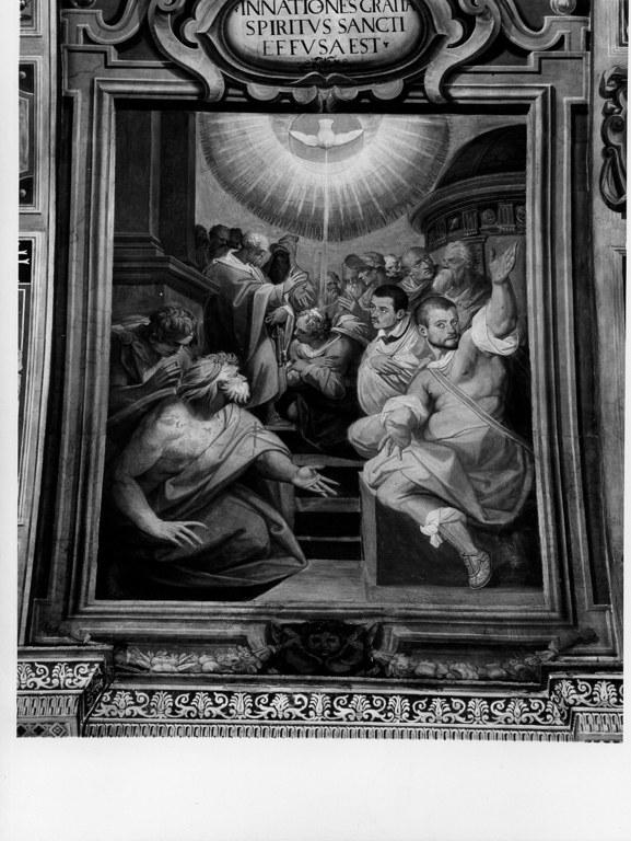 San Pietro battezza la famiglia di Cornelio a Cesarea, in nome dello Spirito Santo (dipinto, complesso decorativo) di Zucchi Jacopo (attribuito) (sec. XVI)
