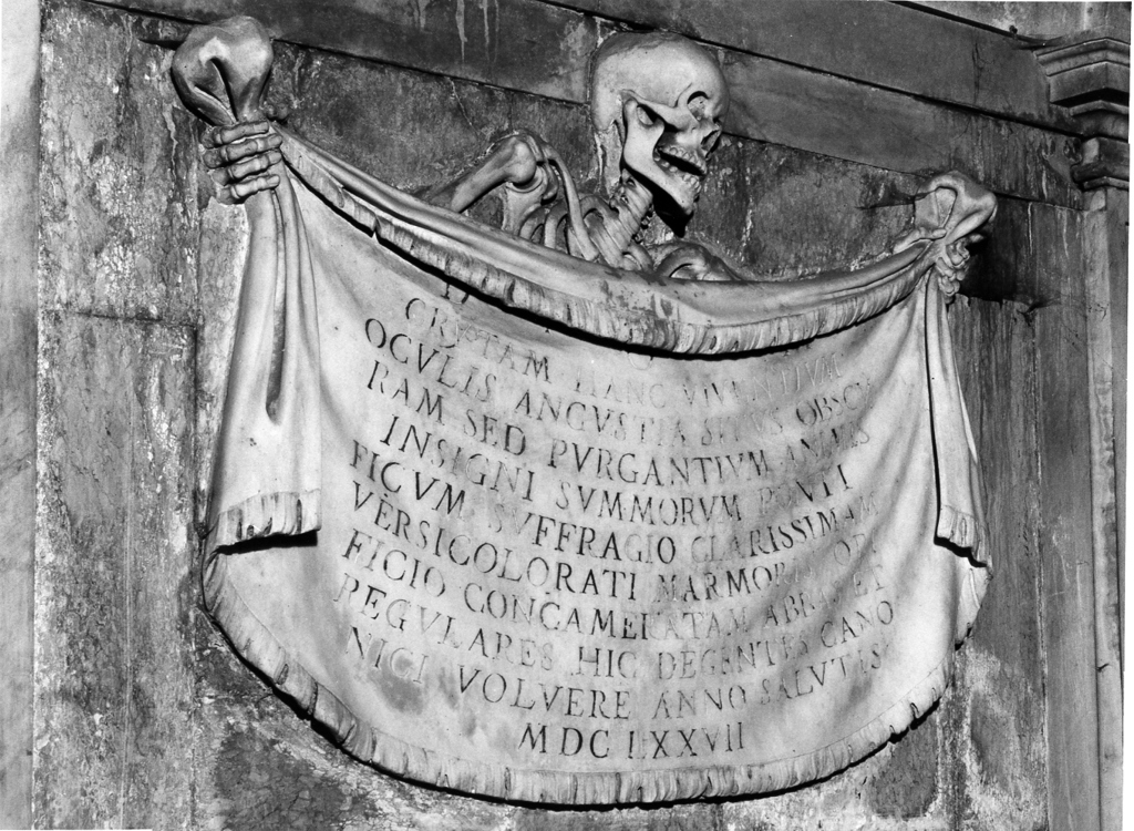 lapide tombale, pendant di Bernini Gian Lorenzo (cerchia) (sec. XVII)