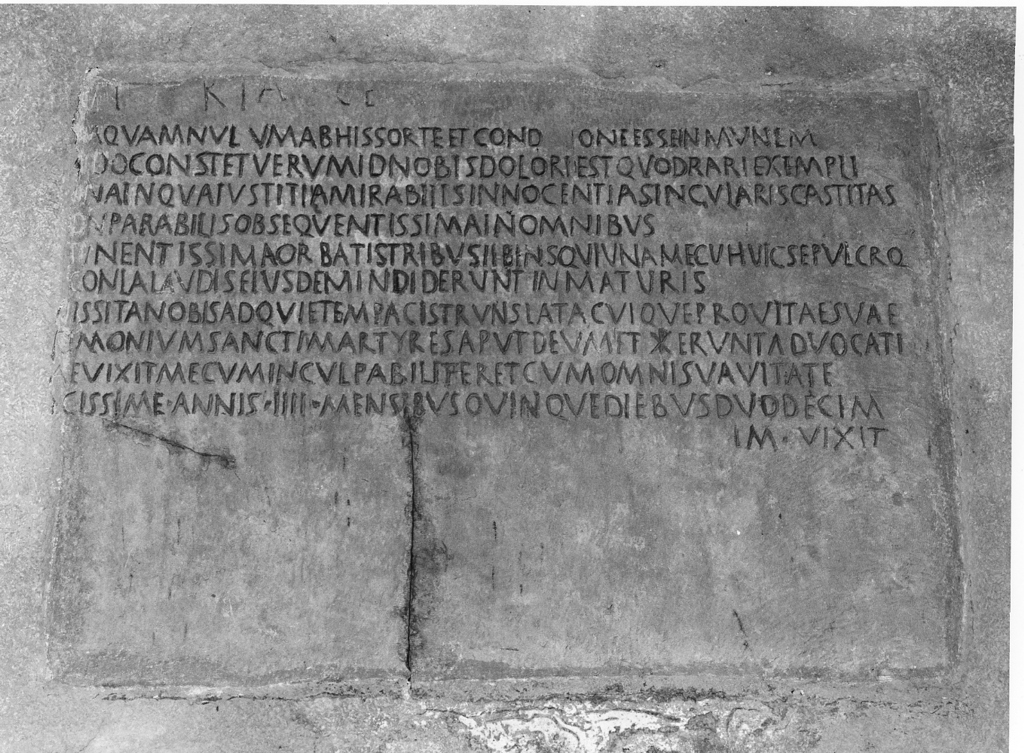 lapide tombale, frammento - ambito romano (secc. IV/ V)