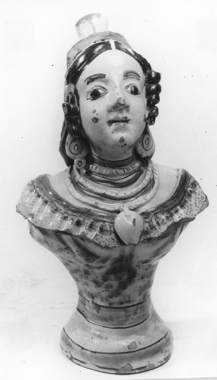 busto femminile (bottiglia) - manifattura di Grottaglie (seconda metà sec. XVIII)