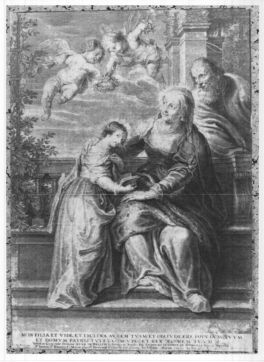 Educazione della Vergine (stampa smarginata) di Rubens Pieter Paul, Bolswert Schelte Adams (sec. XVII)