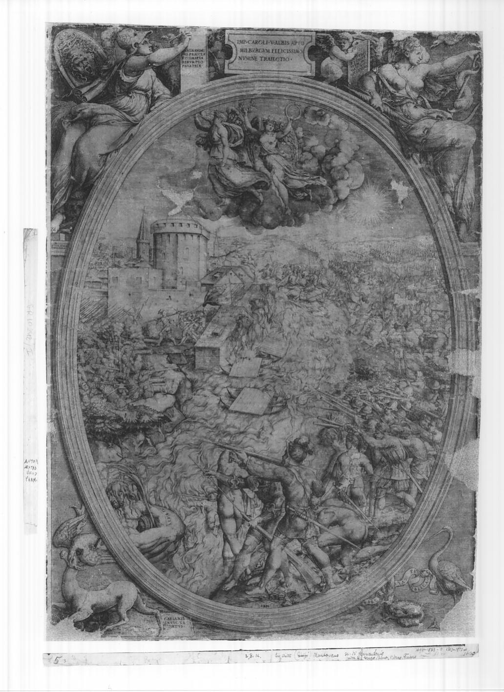 L'armata di Carlo V attraversa l'Elba (stampa smarginata) di Vico Enea (sec. XVI)