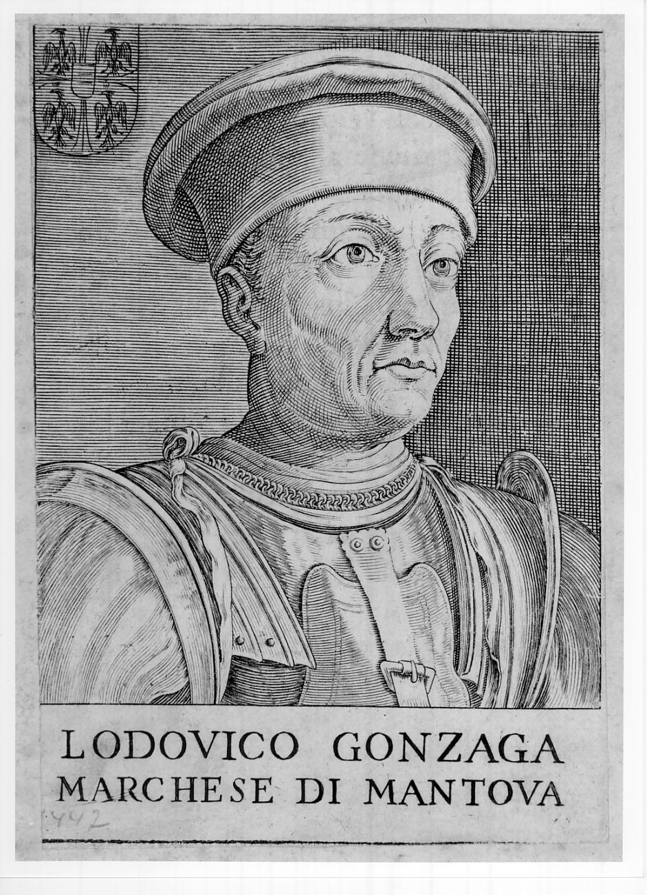Ludocivo II Gonzaga, secondo marchese di Mantova (n. 1412 - m. 1478) (stampa smarginata, serie) di Caprioli Aliprando (sec. XVI)
