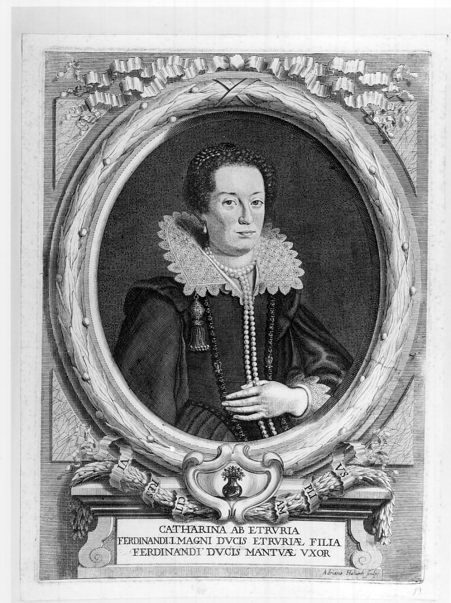 Caterina de' Medici, moglie di Ferdinando Gonzaga, sesto duca di Mantova e quarto del Monferrato (n. 1593 - m. 1629) (stampa, serie) di Haelwegh Adriaen (sec. XVII)