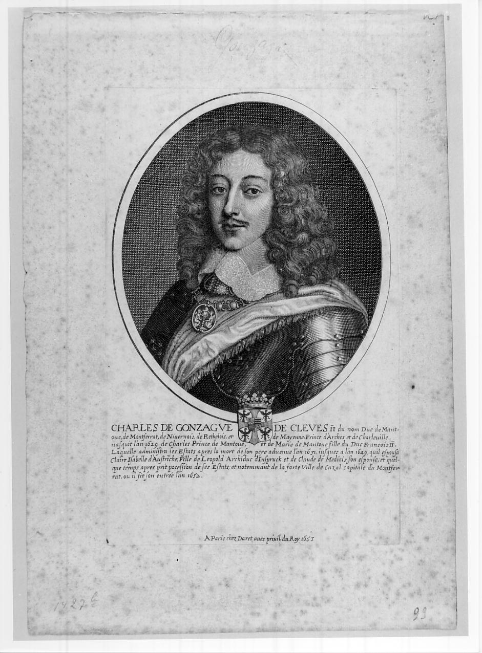 Carlo II Gonzaga-Nevers, nono duca di Mantova e settimo del Monferrato (n. 1629- m. 1665) (stampa) di Daret Pierre (sec. XVII)