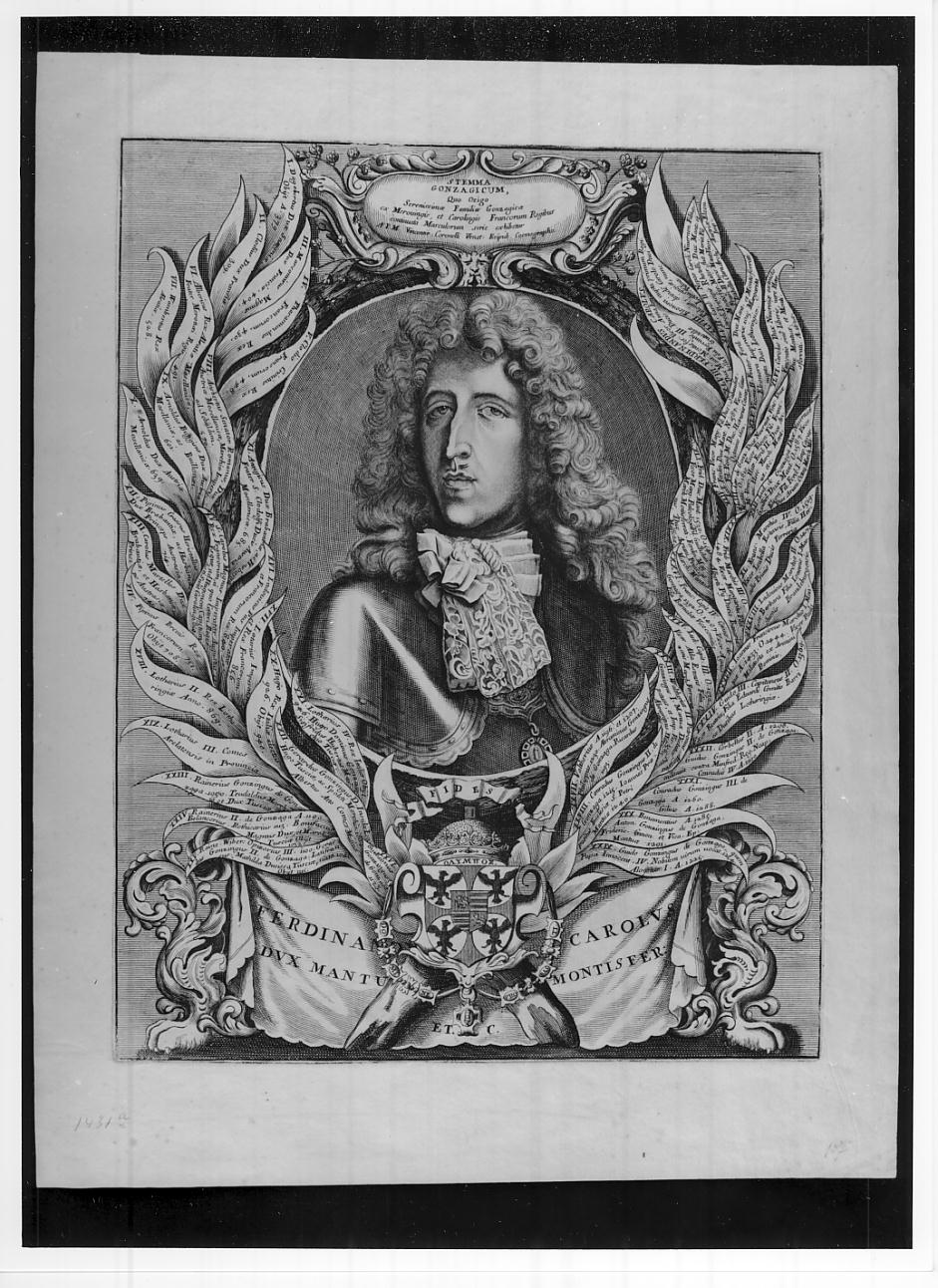 Ferdinando Carlo Gonzaga-Nevers, decimo duca di Mantova e ottavo del Monferrato (n. 1652 - m. 1708) (stampa) di Coronelli Vincenzo Maria (sec. XVII)