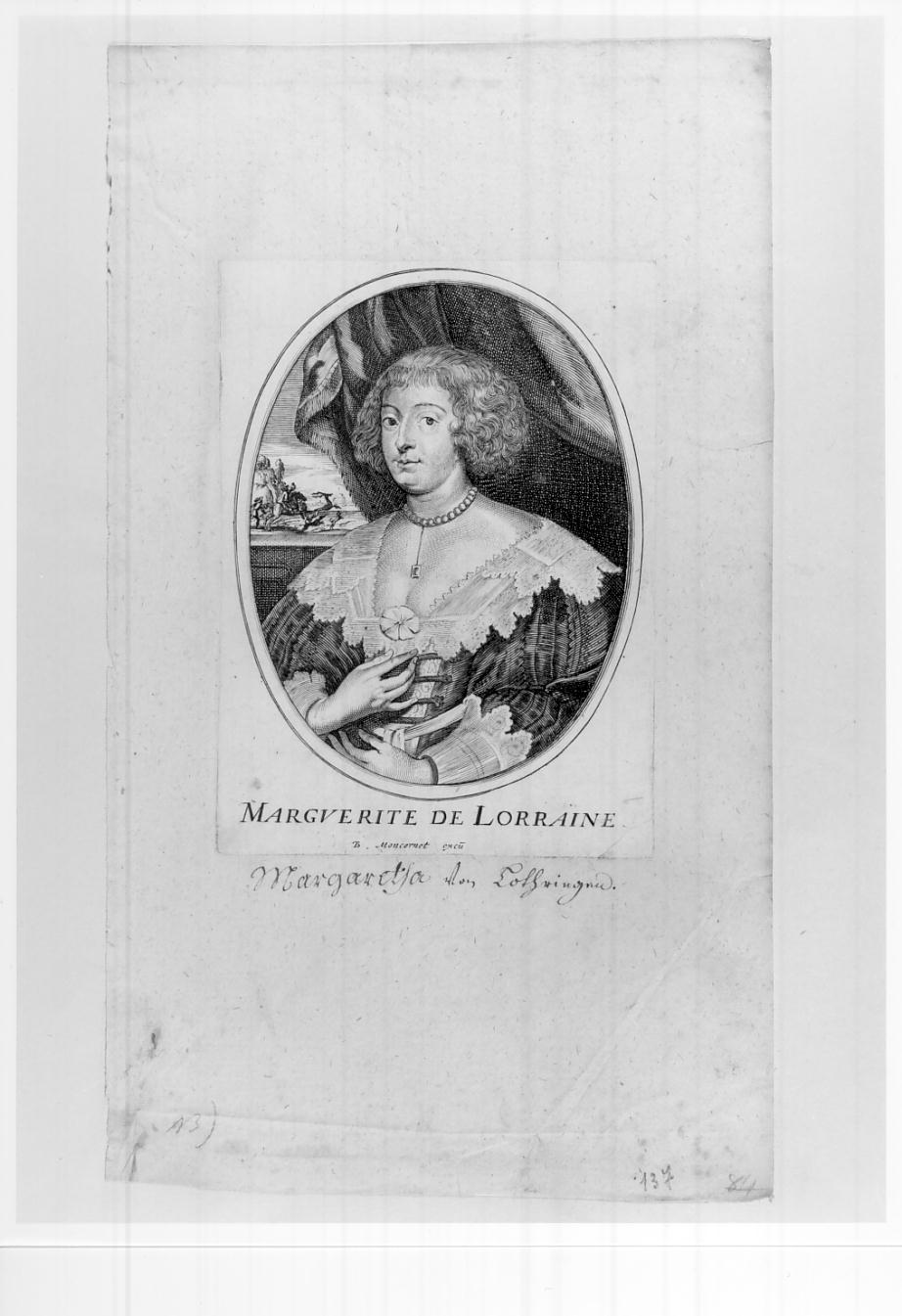 Margherita Gonzaga, figlia di Vincenzo I, quarto duca di Mantova, seconda moglie di Enrico duca di Lorena (n. 1591 - m. 1632) (stampa, serie) di Moncornet Balthasar (sec. XVII)