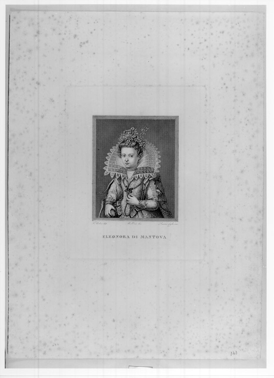 Eleonora Gonzaga, figlia di Vincenzo I, quarto duca di Mantova, seconda moglie dell'imperatore Ferdinando II (n. 1598 - m. 1655) (stampa, serie) di Lasinio Giovanni Paolo, Orsi M, Pourbus Frans il giovane (sec. XIX)