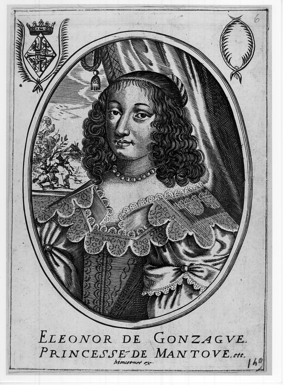 Eleonora Gonzaga-Nevers, figlia di Carlo di Rethel, moglie dell'imperatore Ferdinando III (n. 1628 - m. 1686) (stampa smarginata) di Moncornet Balthasar (sec. XVII)