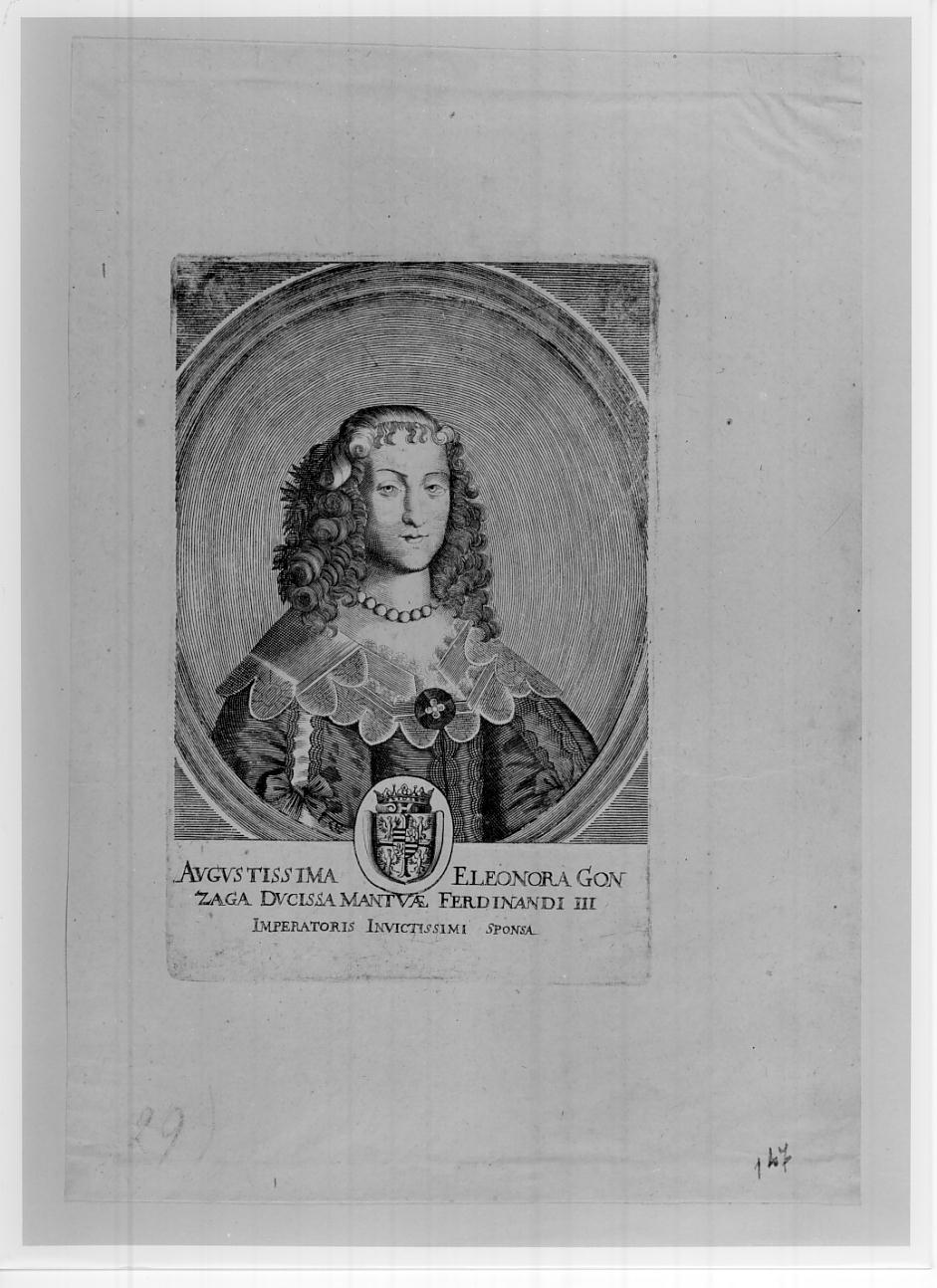 Eleonora Gonzaga-Nevers, figlia di Carlo di Rethel, moglie dell'imperatore Ferdinando III (n. 1628 - m. 1686) (stampa) - ambito europeo (sec. XVII)