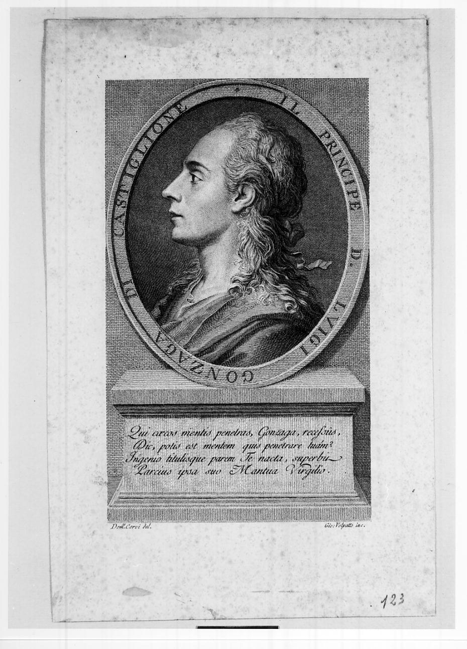 Luigi Gonzaga, ultimo principe di Castiglione (n. 1745 - m. 1819) (stampa smarginata) di Volpato Giovanni, Corvi Domenico (sec. XVIII)