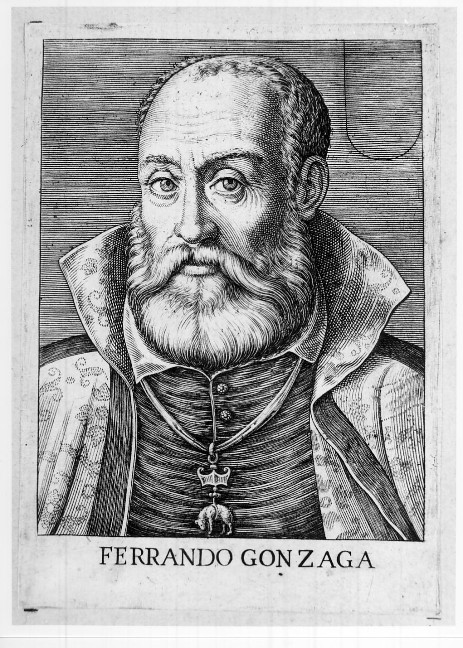 Ferrante Gonzaga, duca di Ariano, principe di Molfetta, signore di Guastalla (n. 1507 - m. 1557) (stampa smarginata, serie) di Caprioli Aliprando (sec. XVI)