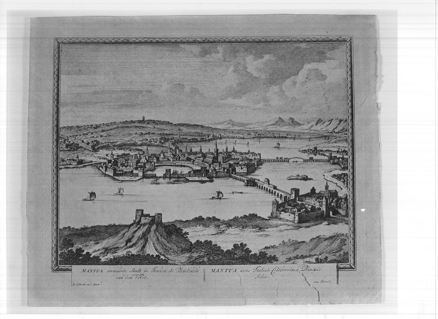 Veduta prospettica di Mantova e dei dintorni (stampa, serie) di Hogenberg Franz (sec. XVIII)