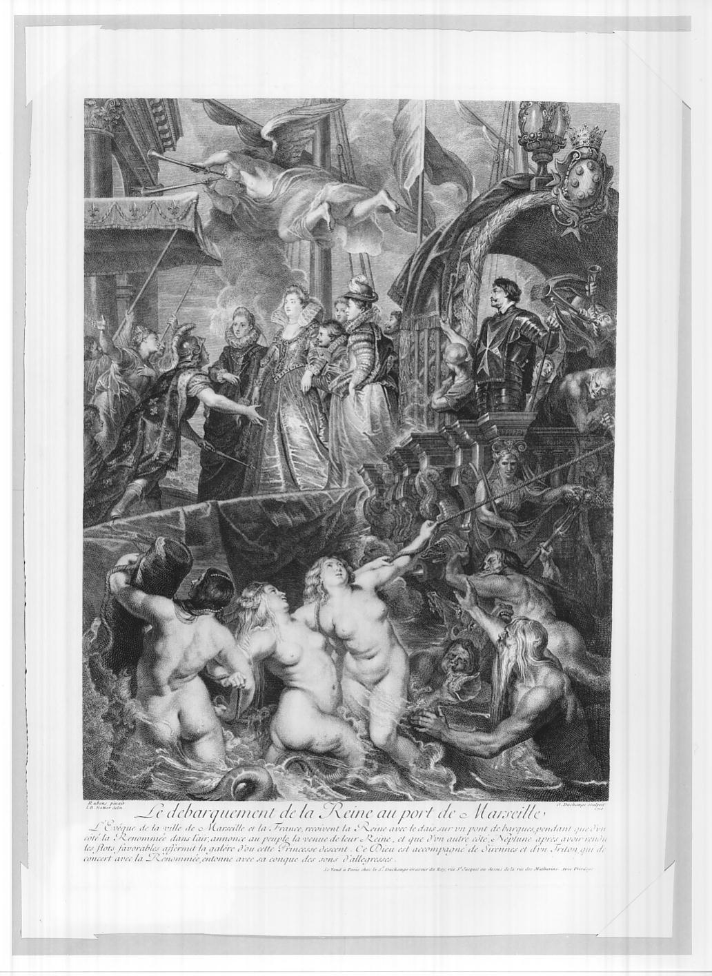 Arrivo di Maria a Marsiglia (stampa, serie) di Duchange Gaspard, Nattier Jean Baptiste, Rubens Pieter Paul (sec. XVIII)