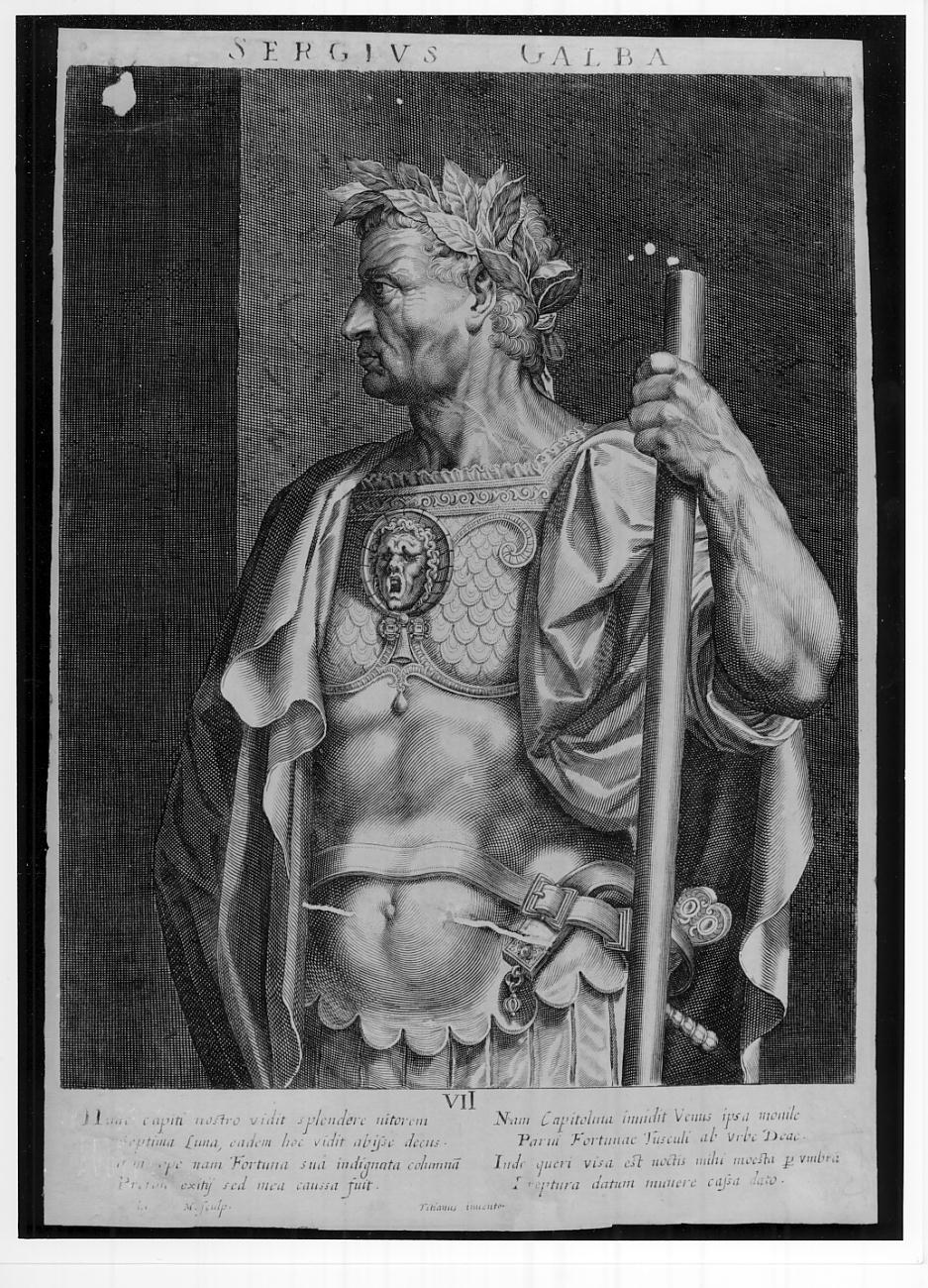 Galba (stampa smarginata, serie) di Sadeler Egidius II, Vecellio Tiziano (sec. XVII)