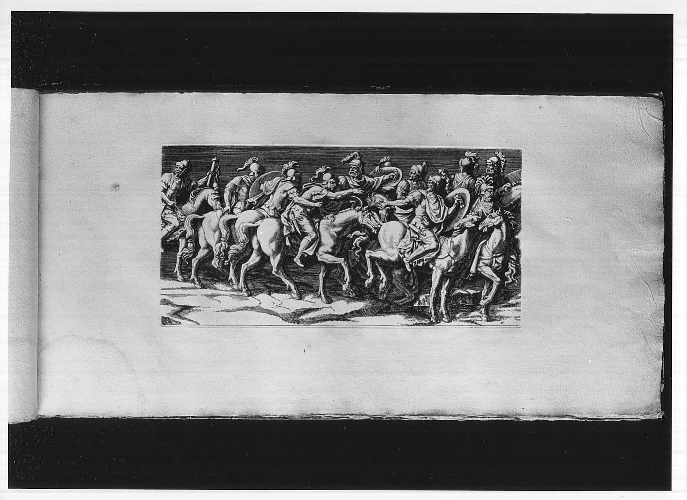 Centurione che ordina ai cavalieri di rallentare l'andatura (stampa, serie) di Bouzonnet Stella Antoinette, Giulio Romano, Bouzonnet Stella Antoine (fine sec. XVIII)
