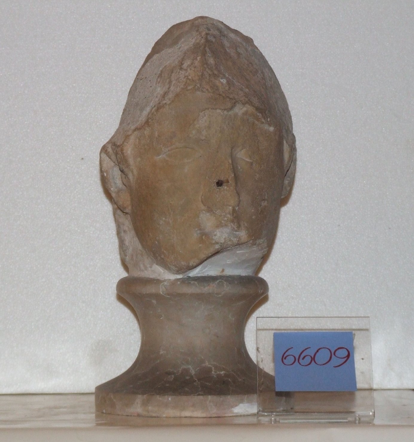 Figura maschile (testa) (scultura, frammento) - arte romana (sec. I)