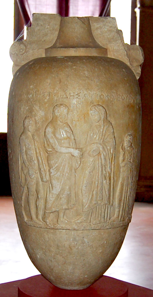Scena di commiato funerario (vaso, opera isolata) - arte greca (prima metà sec. IV a.C)