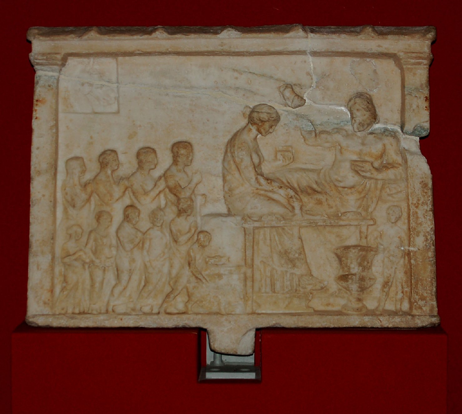 Scena di Banchetto// Supplica a Cerere (Labus) (rilievo, opera isolata) - arte greca (terzo quarto sec. IV a.C)