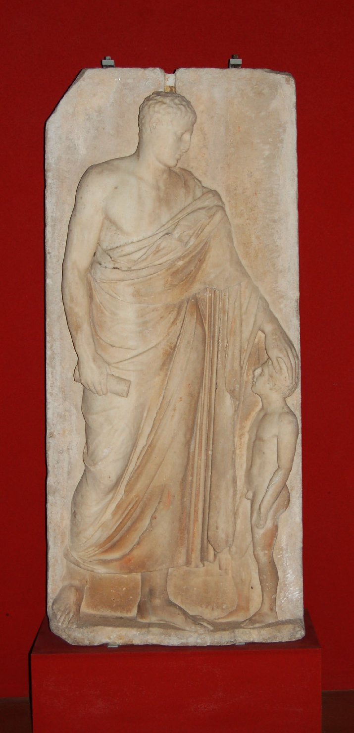 Scena di congedo funerario (stele funeraria, opera isolata) - arte greca (seconda metà sec. IV a.C)