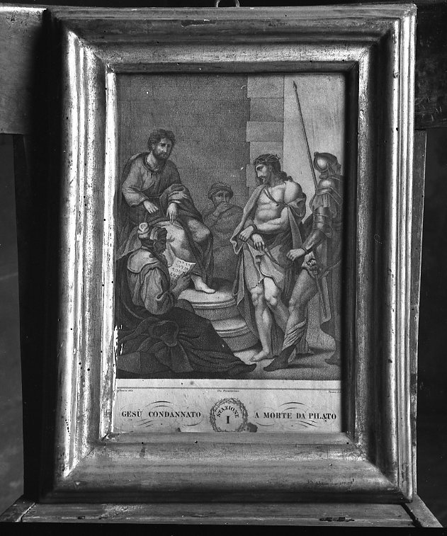 stazione I: Gesù condannato a morte (stampa, elemento d'insieme) di Seghesio Felice (sec. XIX)