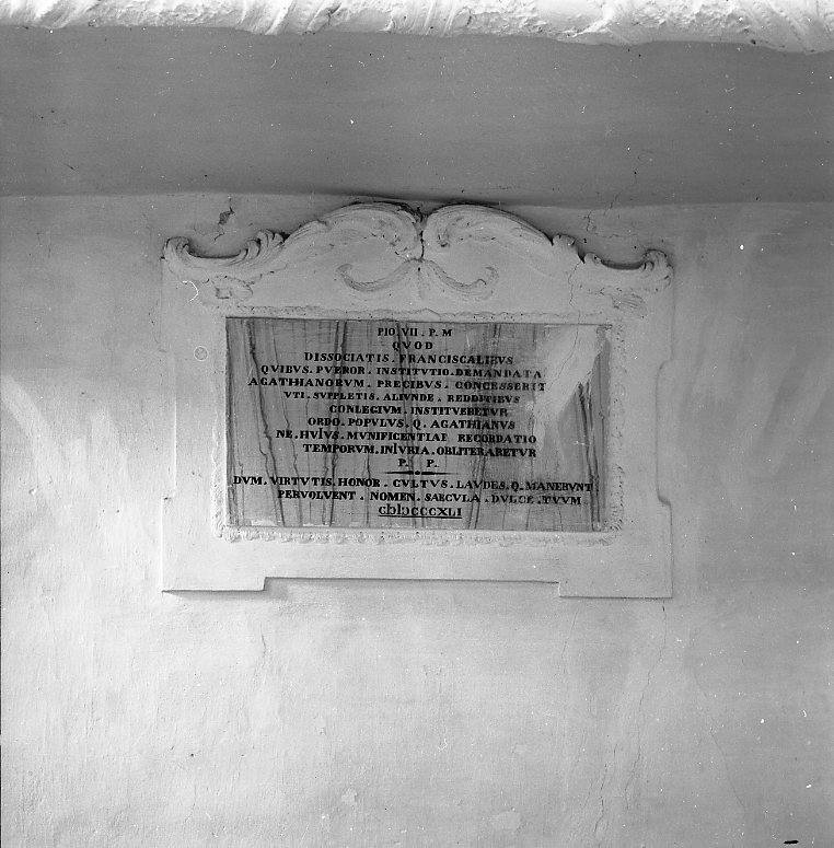 lapide commemorativa - bottega marchigiana (sec. XIX)