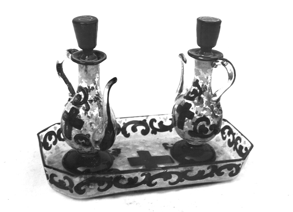 motivi decorativi (ampollina per il vino, elemento d'insieme) - bottega muranese (fine/inizio secc. XVIII/ XIX)